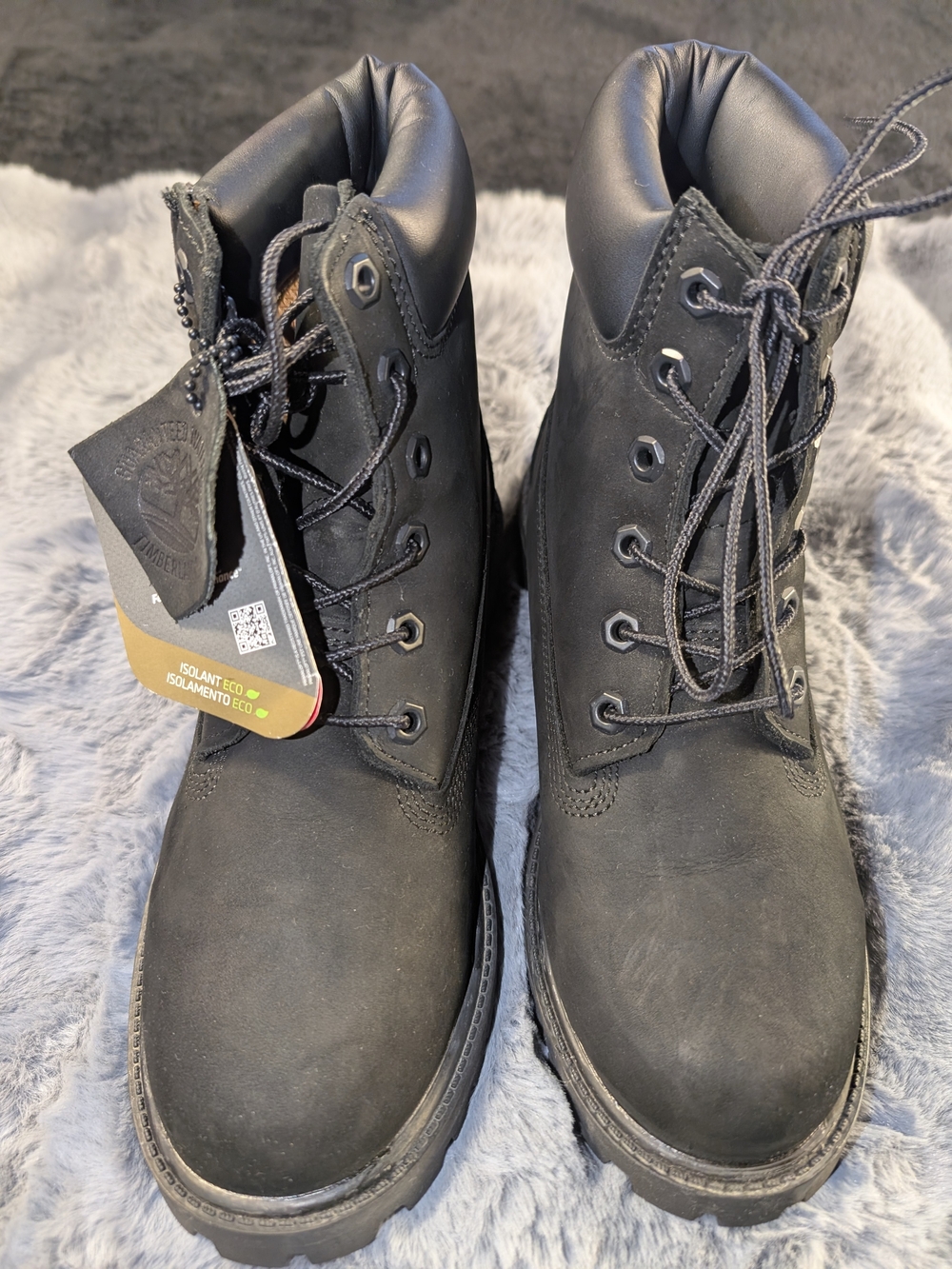 NWT. Timberland Kids Black Lace-Up Leather Boots